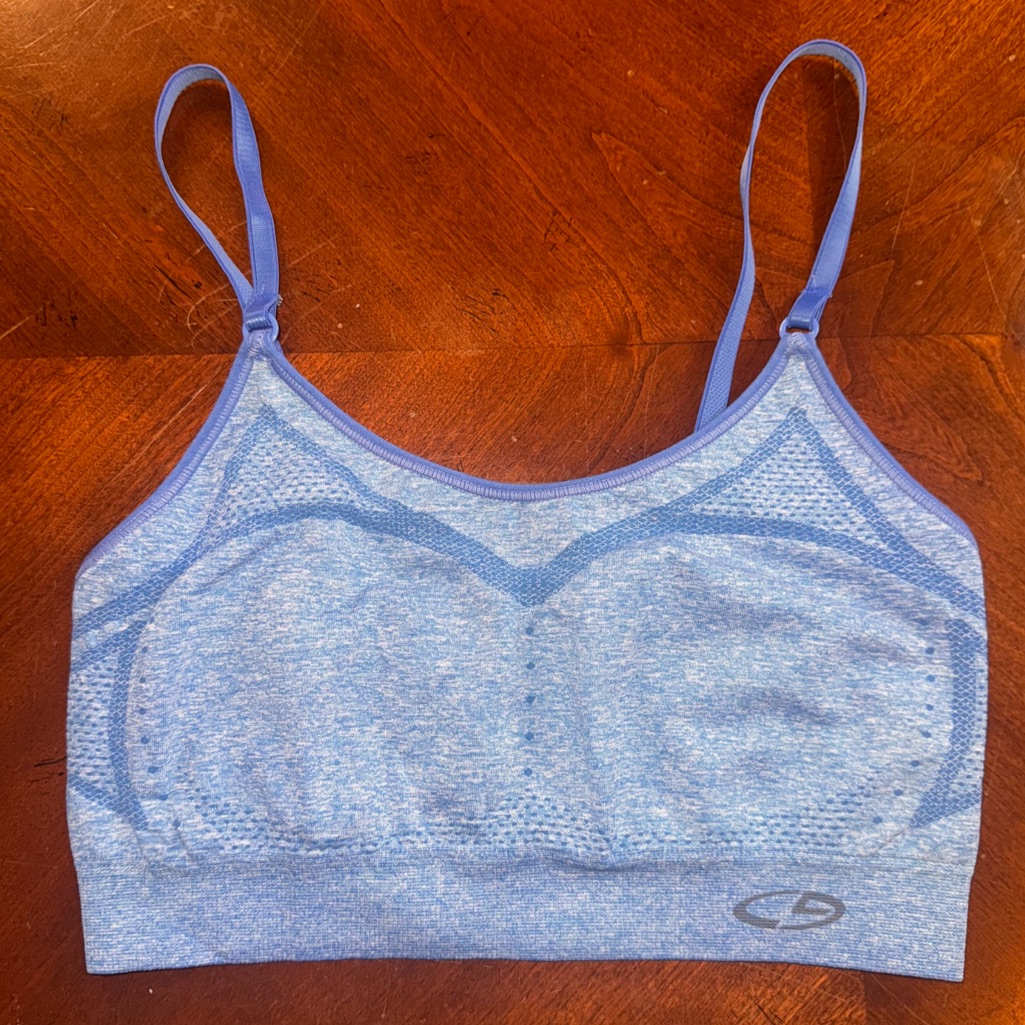 Champion Blue Heathered Racerback Sports Bra Unpadded Activewear Top Size M/M